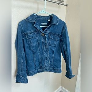 collated creek denim jacket, petite